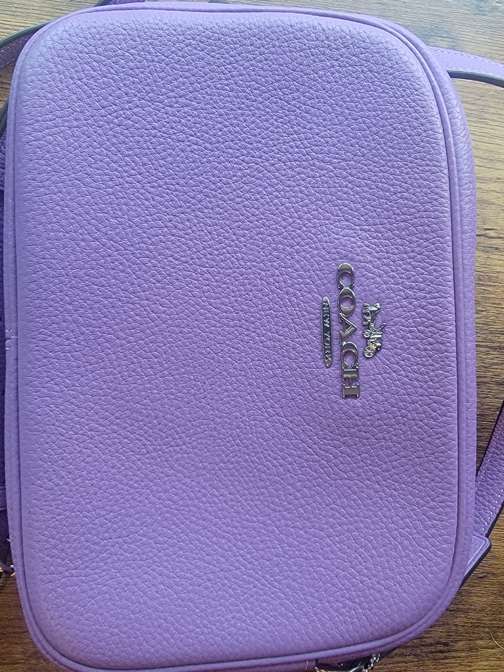 Coach Lilac Pebble Leather Crossbody Bag and matching wallet.
